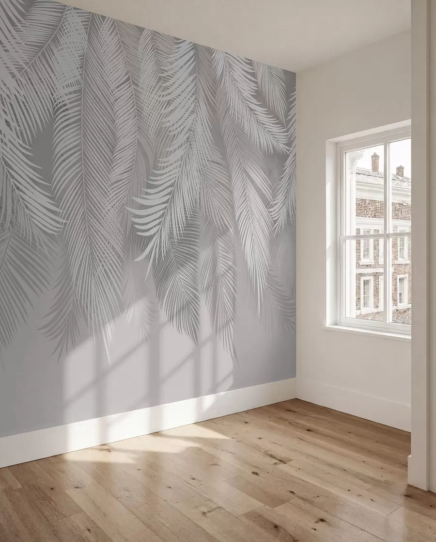 murales de pared Hojas de palma gris u48556