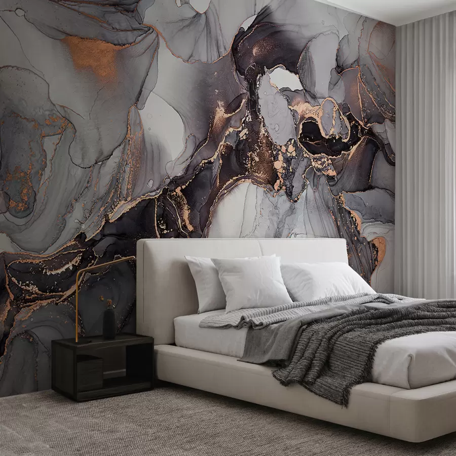 murales de pared Arte fluido arte abstracto en tonos oscuros u70766