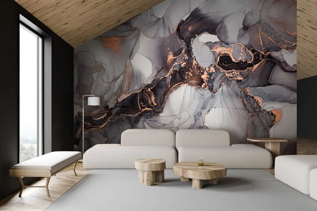 murales de pared Arte fluido arte abstracto en tonos oscuros u70766