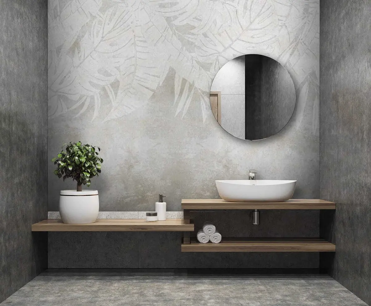 murales de pared Hojas de palmera en tonos grises u71245