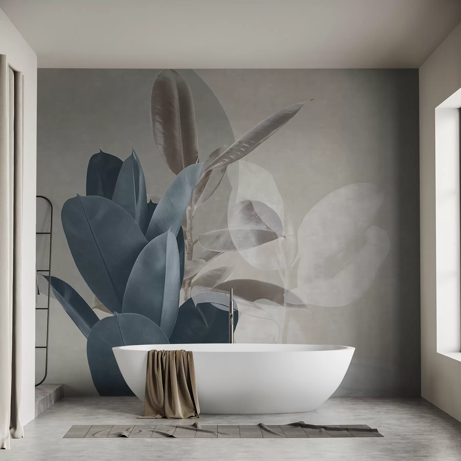 murales de pared Ficus sobre fondo de pared grunge u71334
