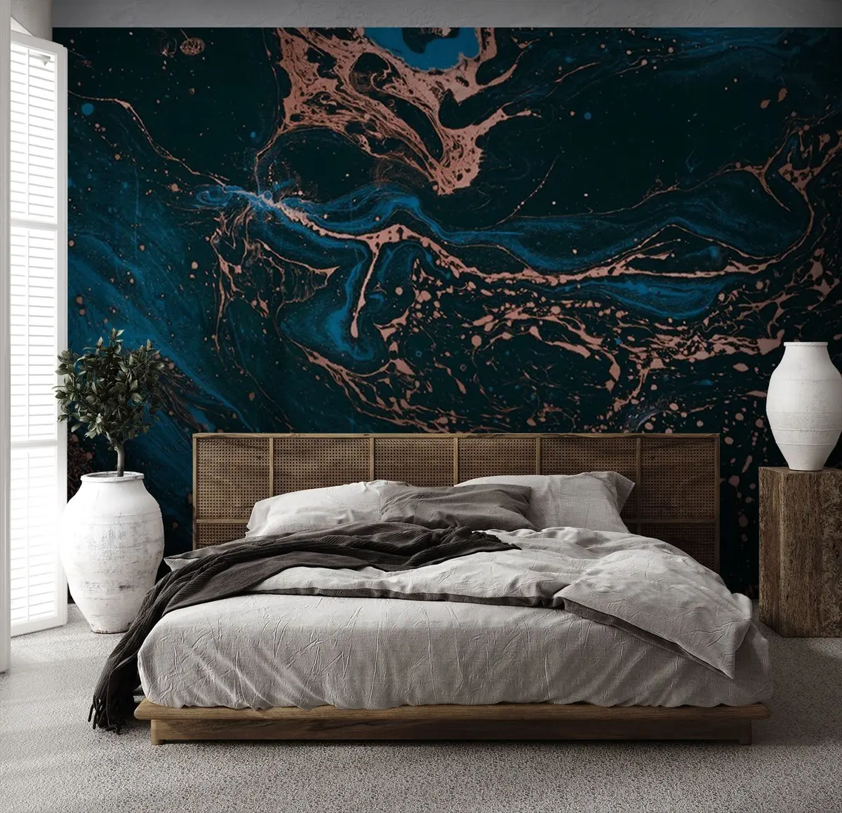 murales de pared Líquidos azules, efecto mármol u71439