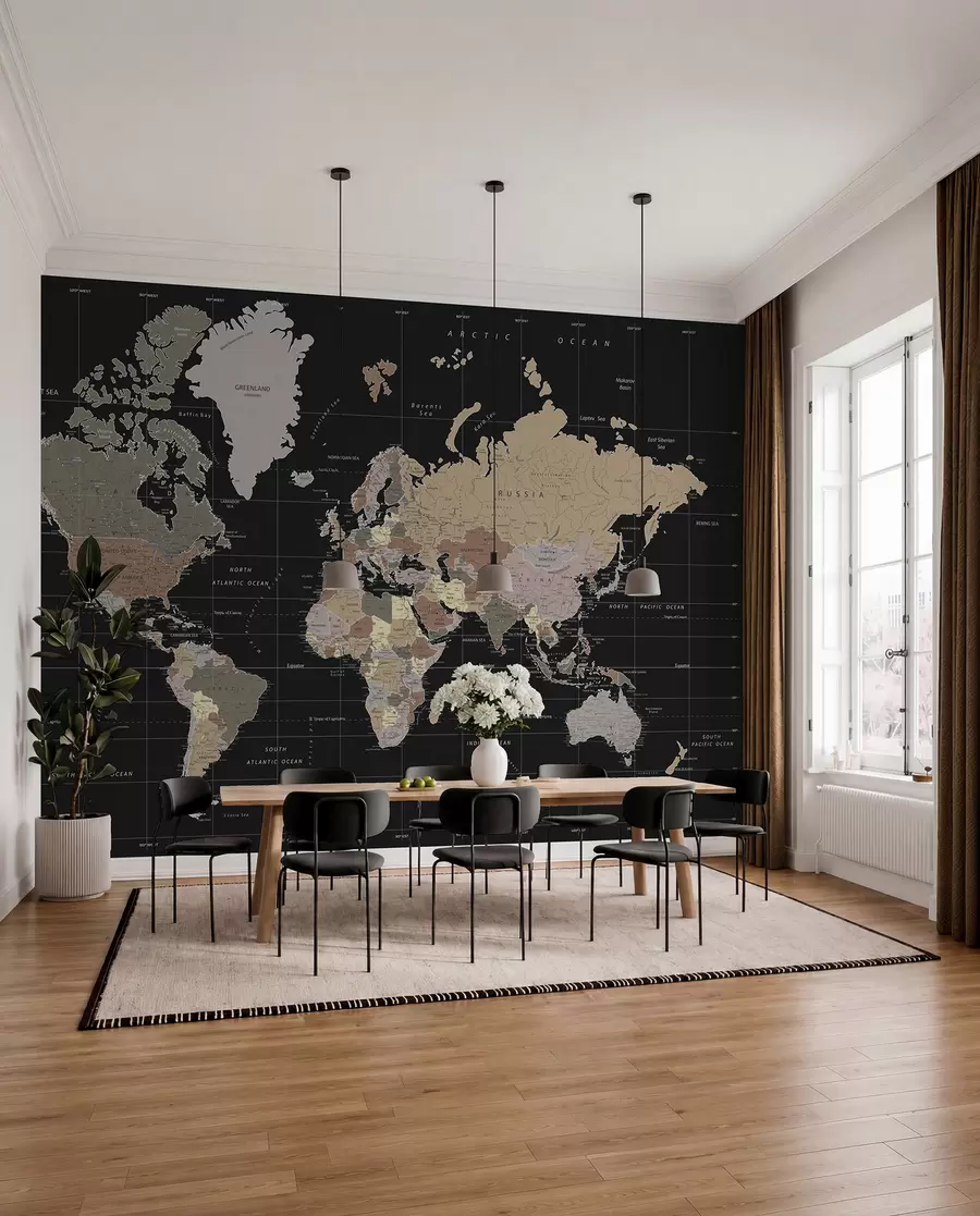 murales de pared Mapa detallado del mundo u99477