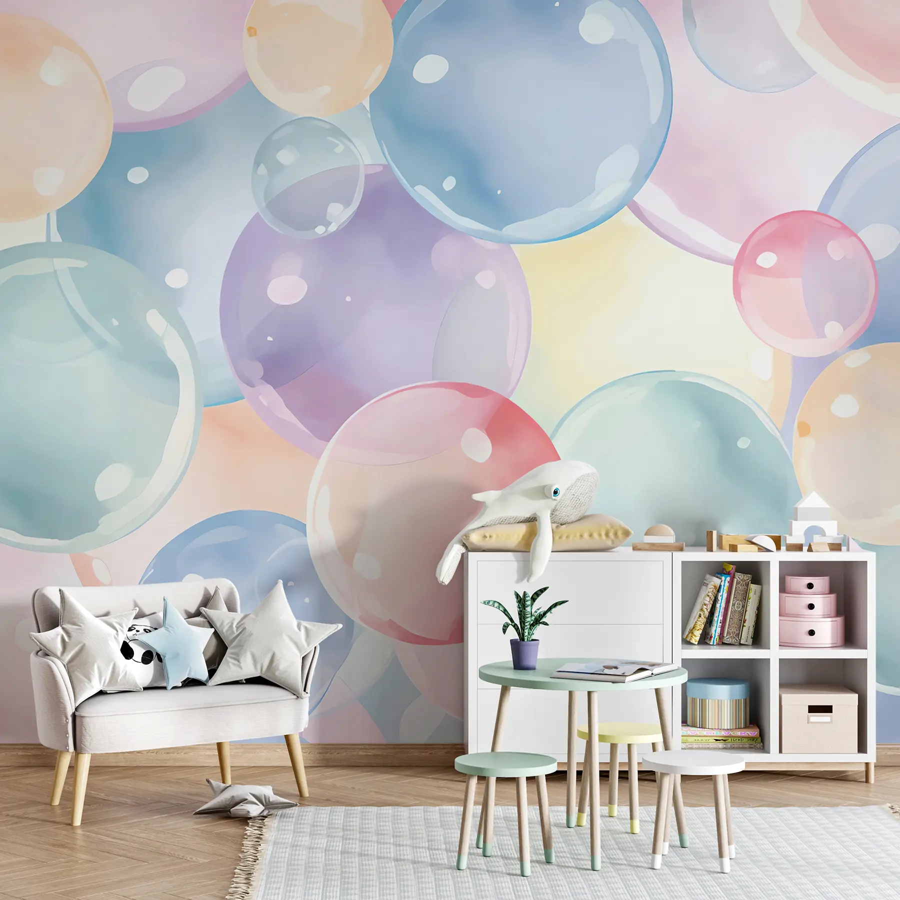 murales de pared Burbujas en colores pastel u99730