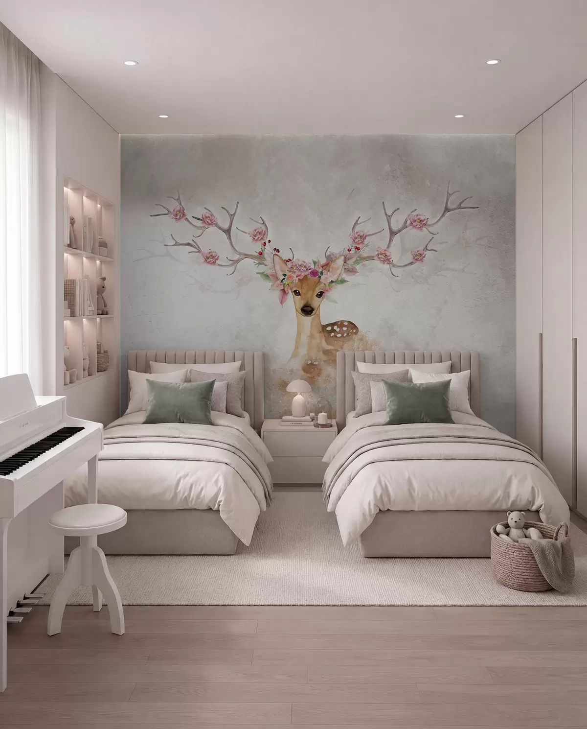 murales de pared Ciervo de astas floridas I u04671d1