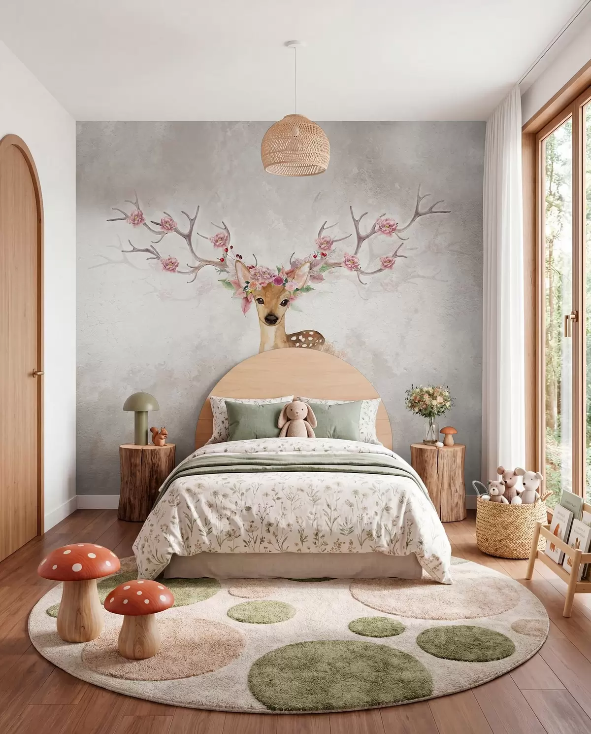murales de pared Ciervo de astas floridas I u04671d1