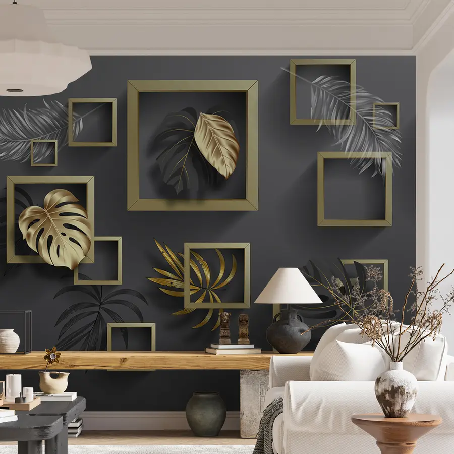 murales de pared Hojas en marcos u77858d2