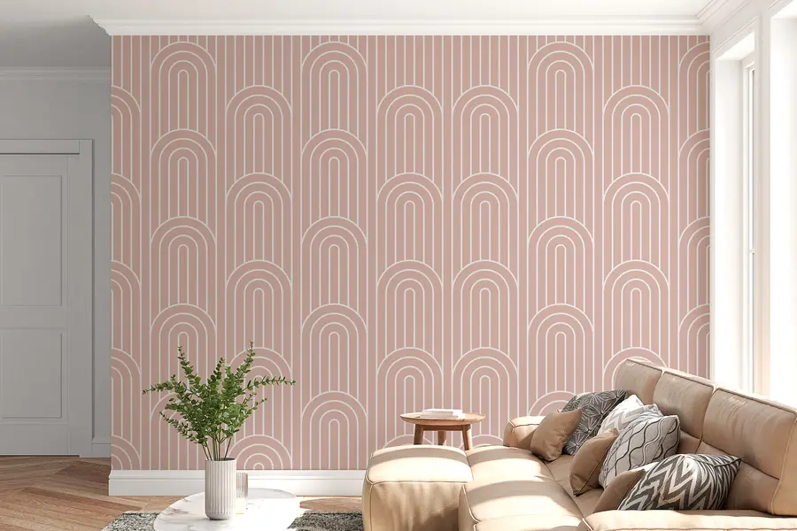 murales de pared Los arcos gráficos geométricos son la nueva tendencia boho beige w00137v3