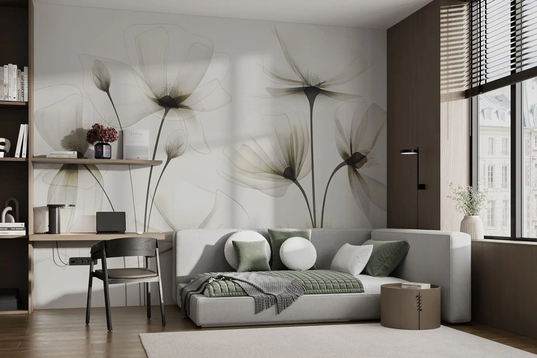 murales de pared Flores de acuarela transparente w00143