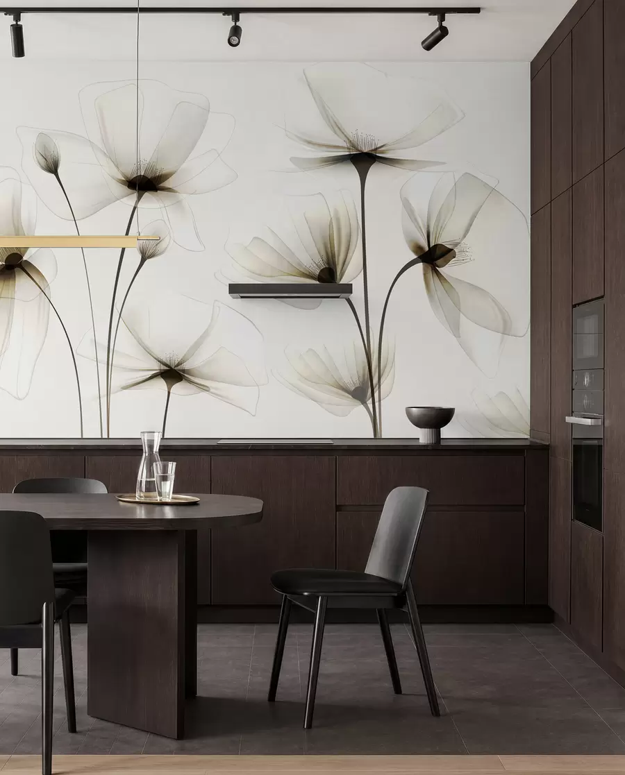 murales de pared Flores de acuarela transparente w00143