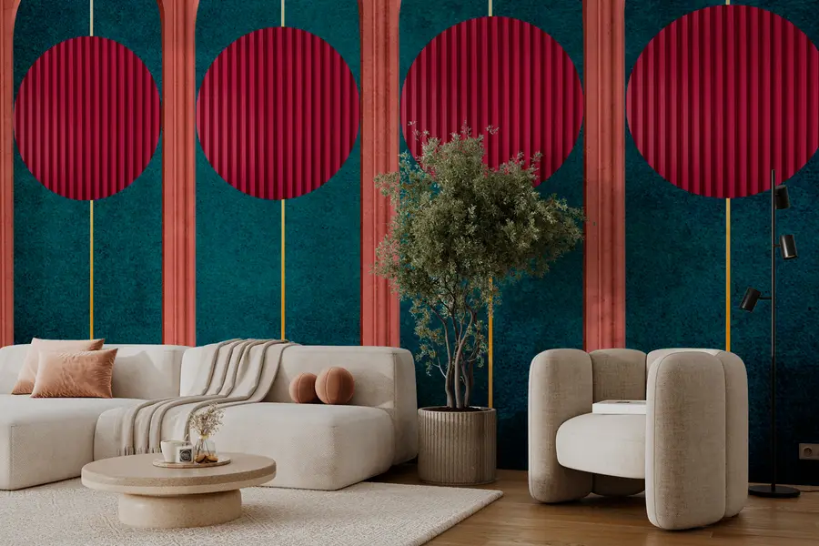 murales de pared Arco de decoración en minimalismo de estilo moderno, elementos texturizados w00388