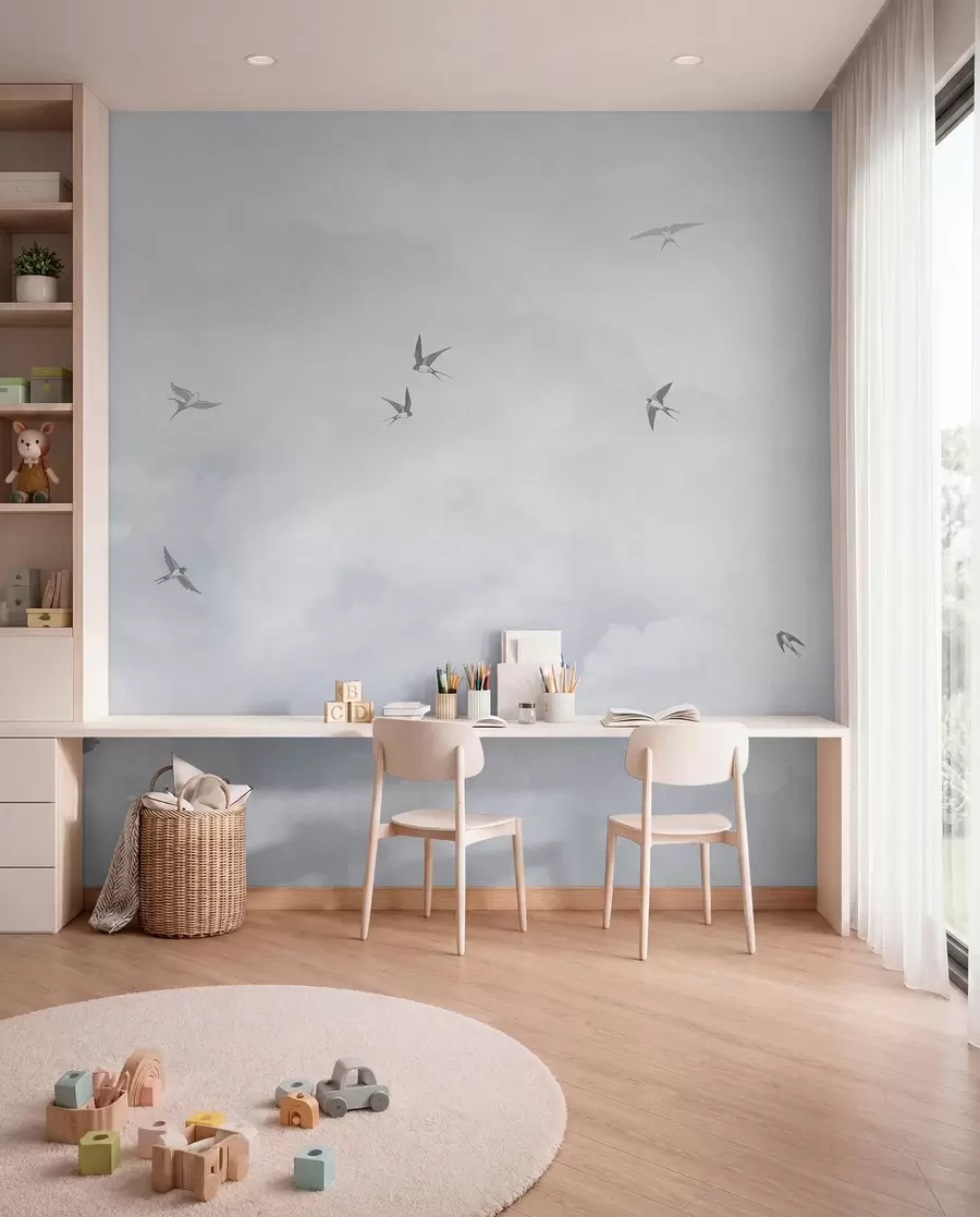 murales de pared Cielo azul con golondrinas w00526