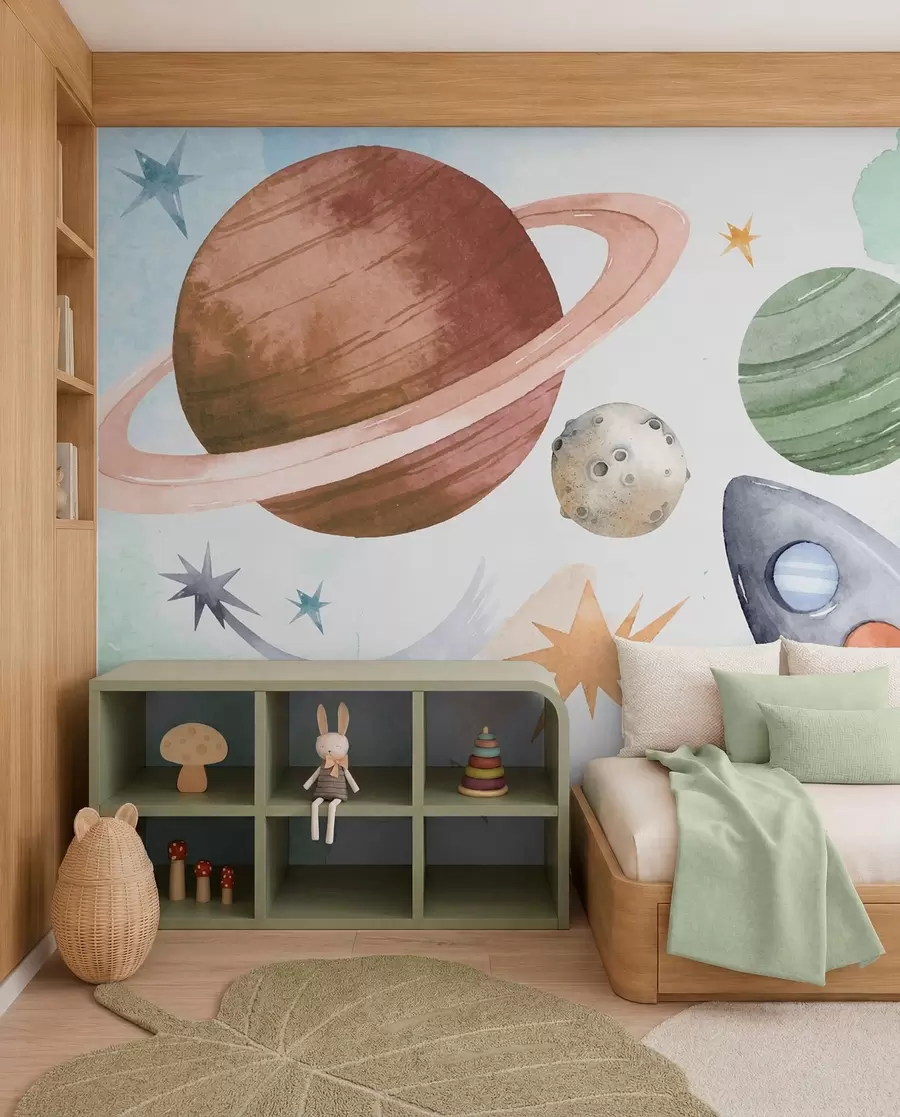 murales de pared Desfile de planetas pastel w00539