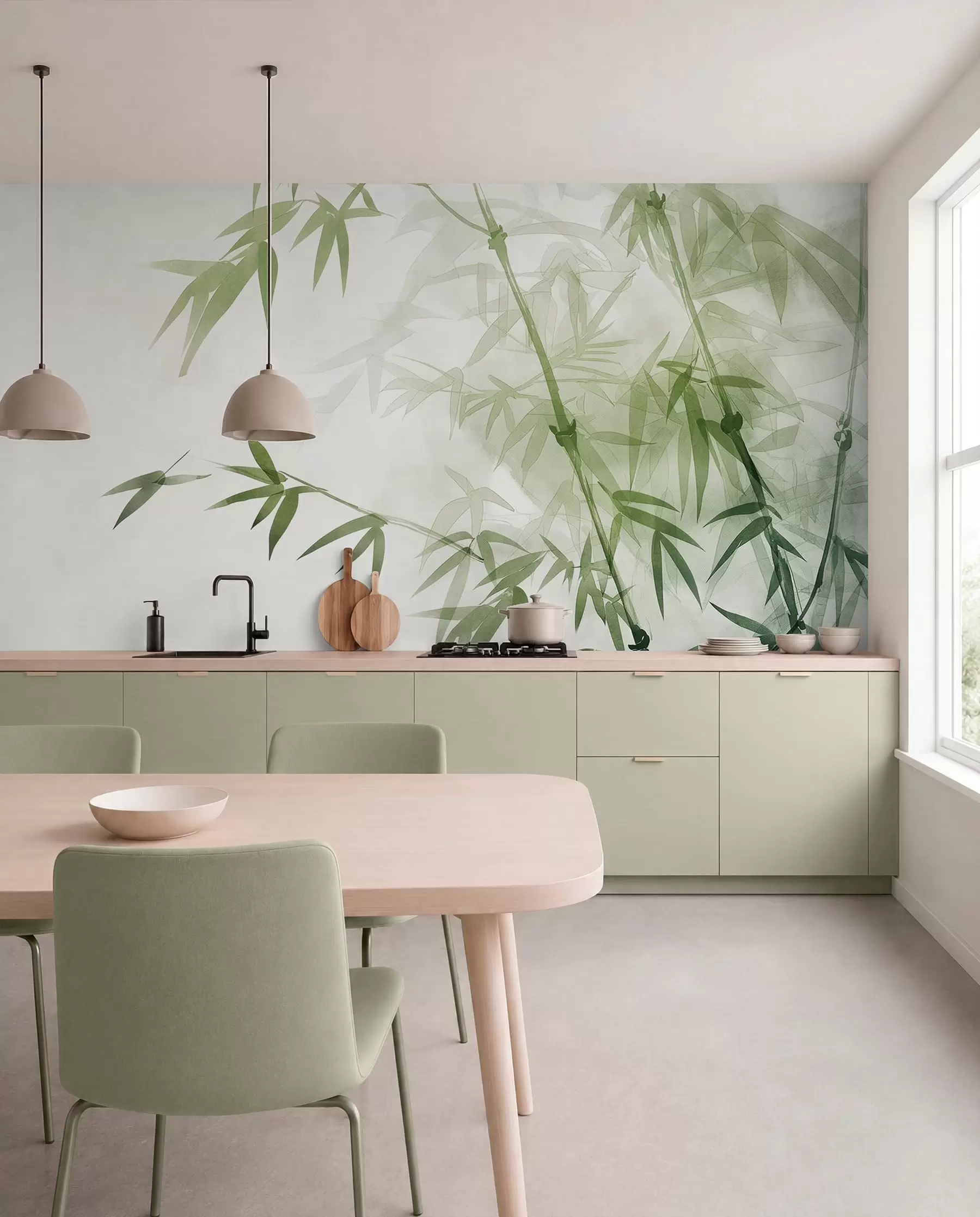 murales de pared Ramas con hojas de acuarela w00687
