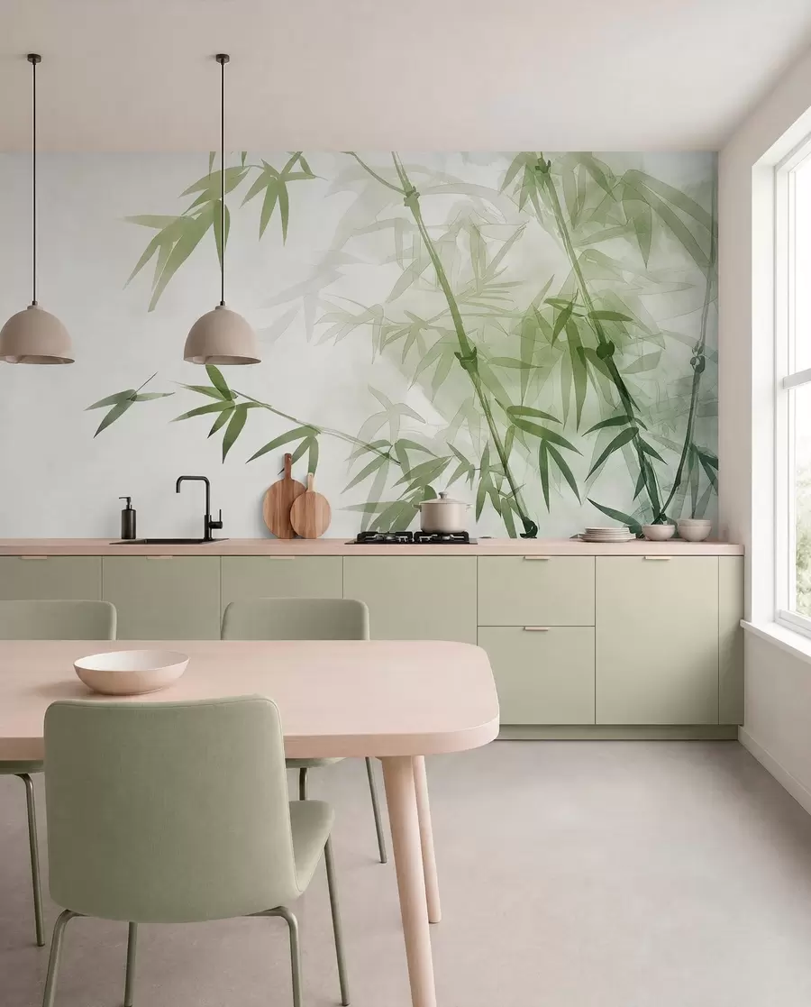 murales de pared Ramas con hojas de acuarela w00687