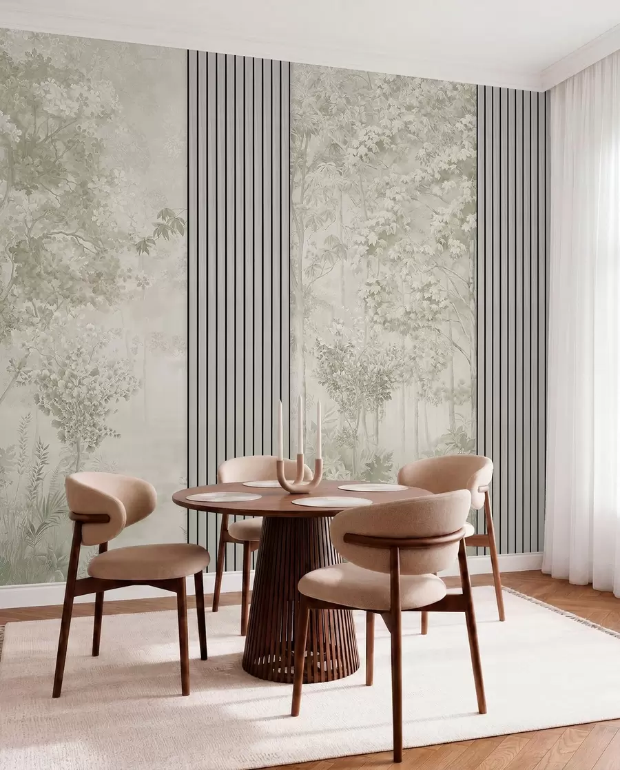 murales de pared Bosque en verde salvia w00670v2