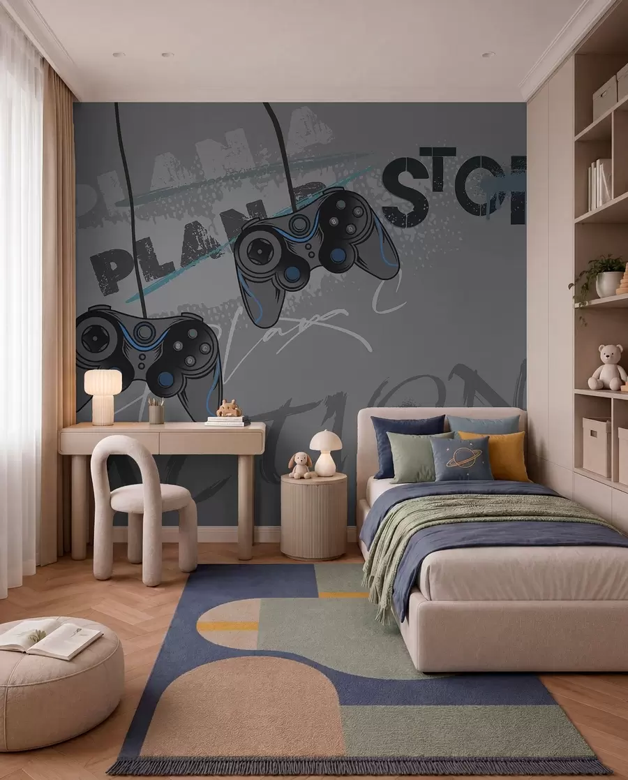 murales de pared Hora de jugar en gris w00829v1