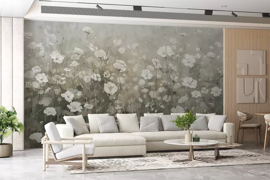 murales de pared Un campo de flores silvestres w00871