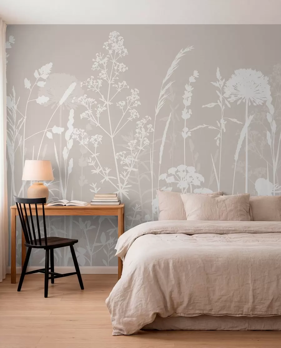 murales de pared Minimalismo de flores y plantas de campo suaves w01270