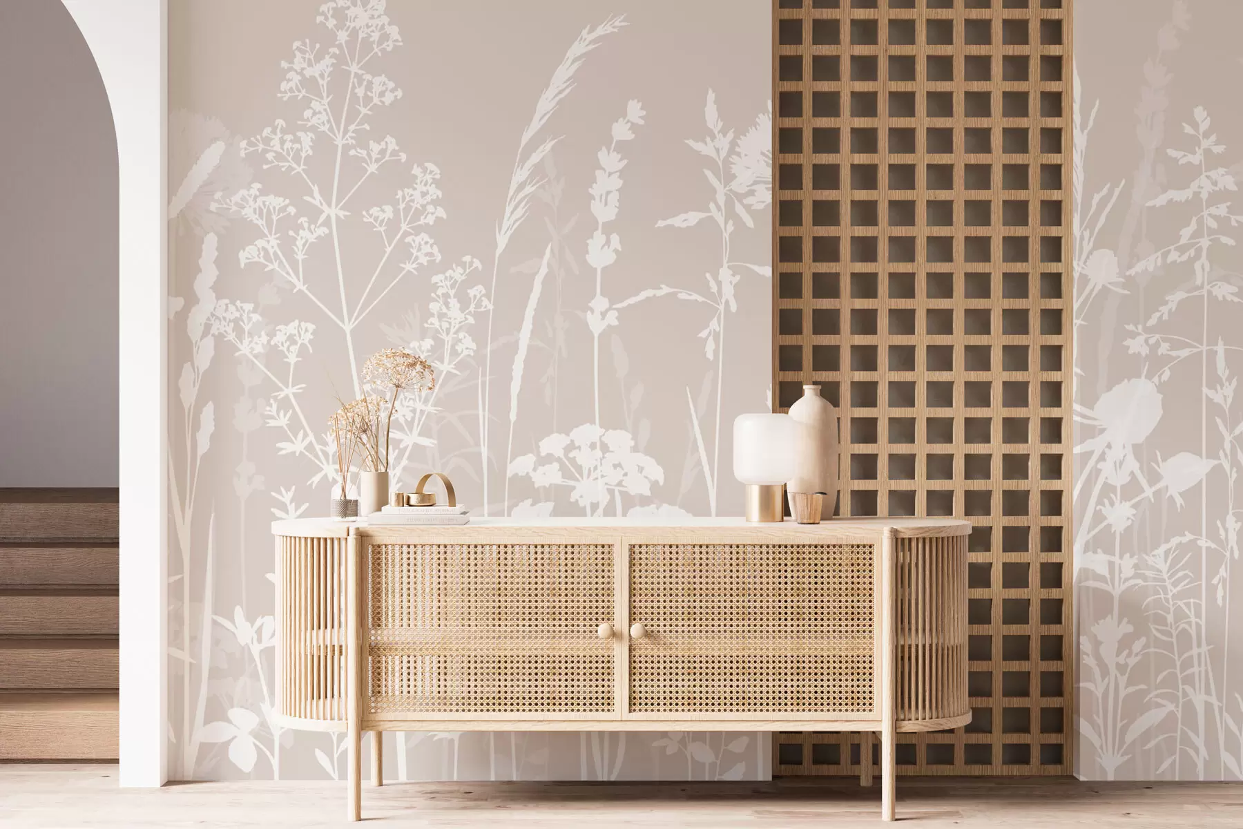 murales de pared Minimalismo de flores y plantas de campo suaves. w01270