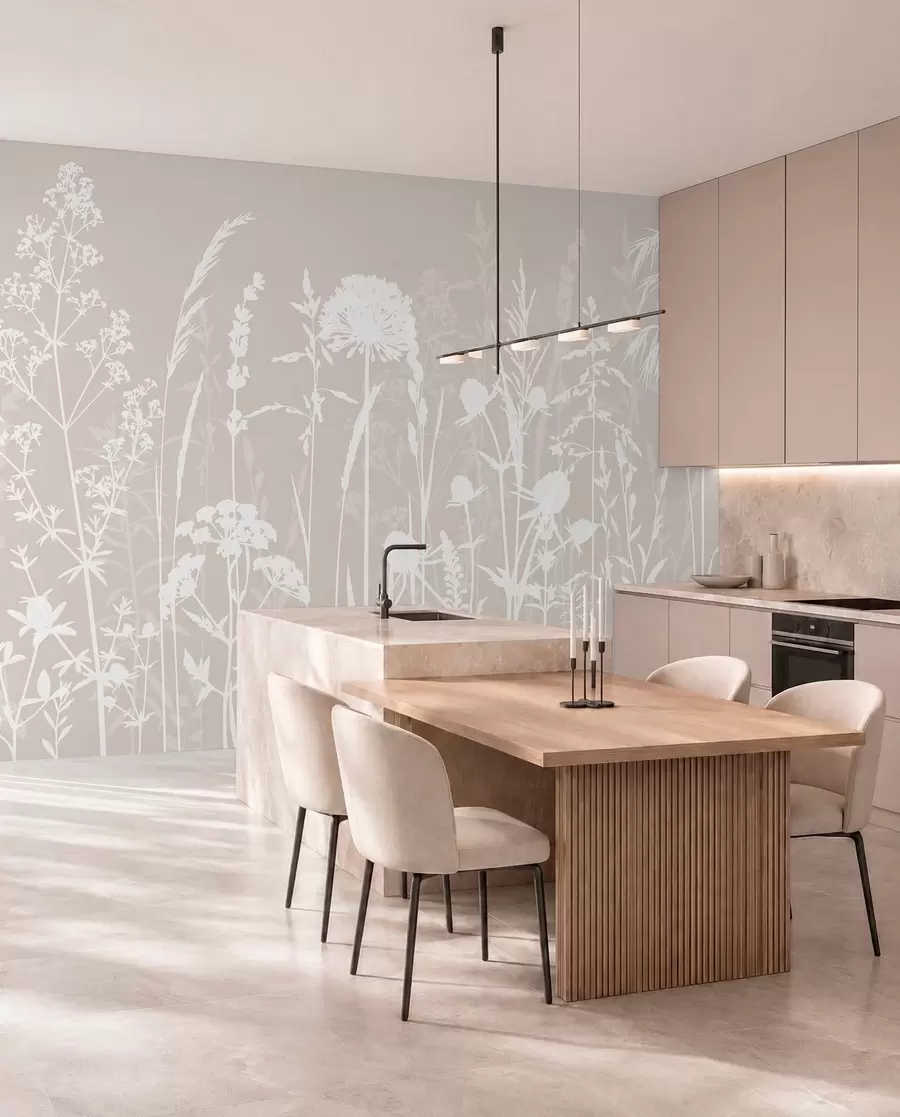 murales de pared Minimalismo de flores y plantas de campo suaves w01270