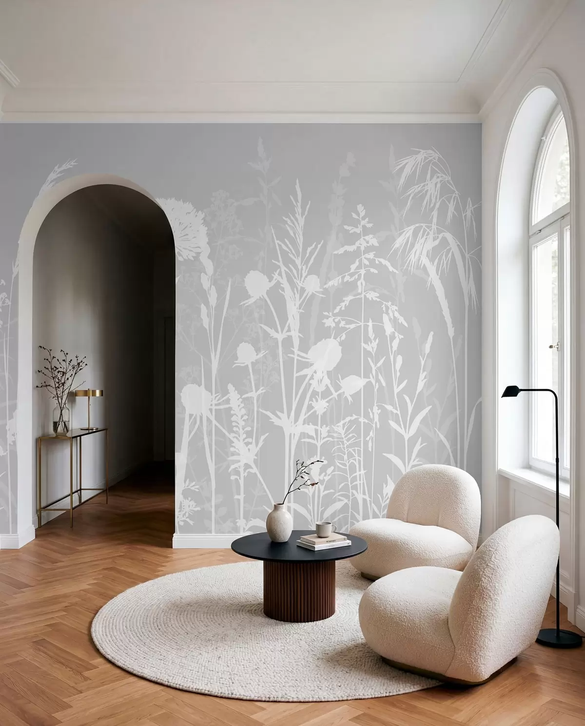 murales de pared Flores silvestres sobre gris w01270v1