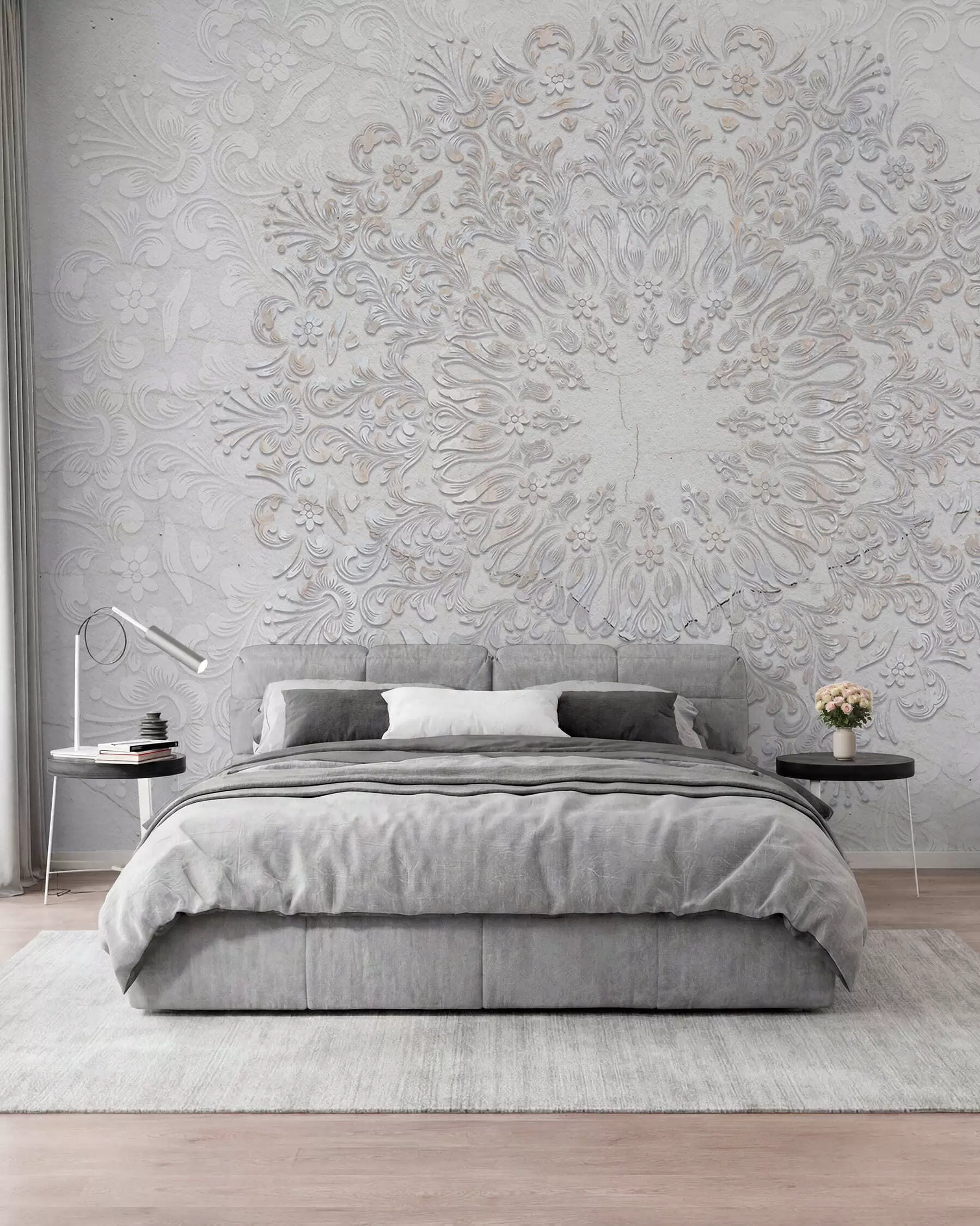 murales de pared Un estampado de mandala muy detallado que crea un hermoso y delicado diseño de encaje w01249