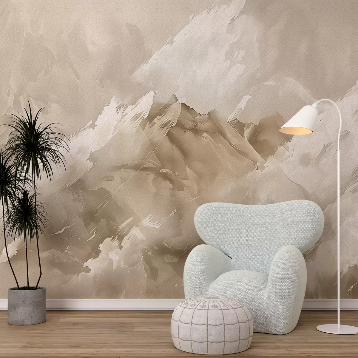 murales de pared Una cresta montañosa con numerosas rocas marrones en tonos claros. w01275