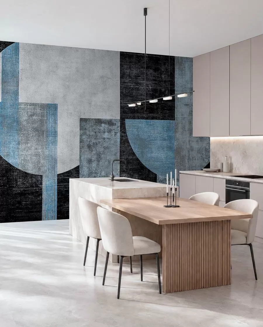 murales de pared Ritmo en azul acero w07878v1