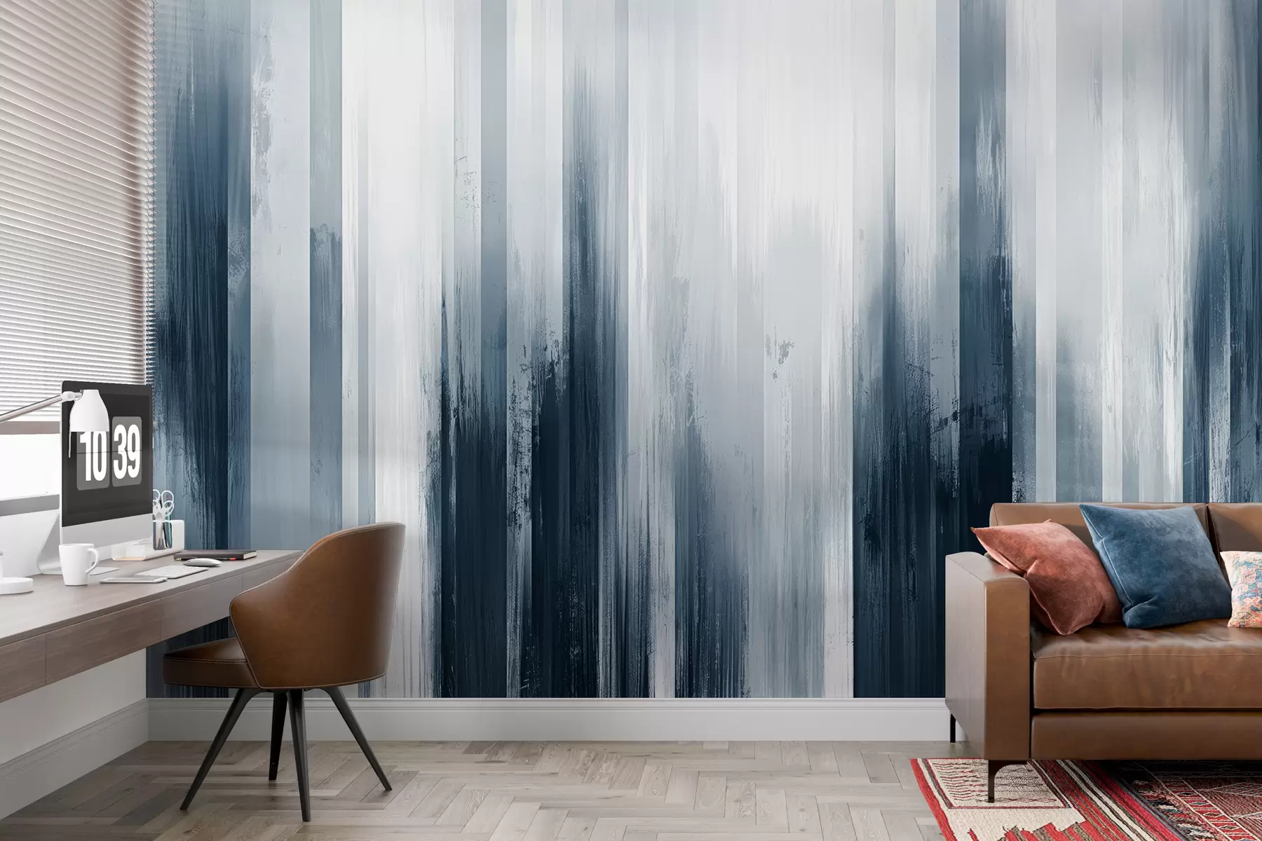 murales de pared fondo abstracto con rayas verticales en colores azules w07945v2