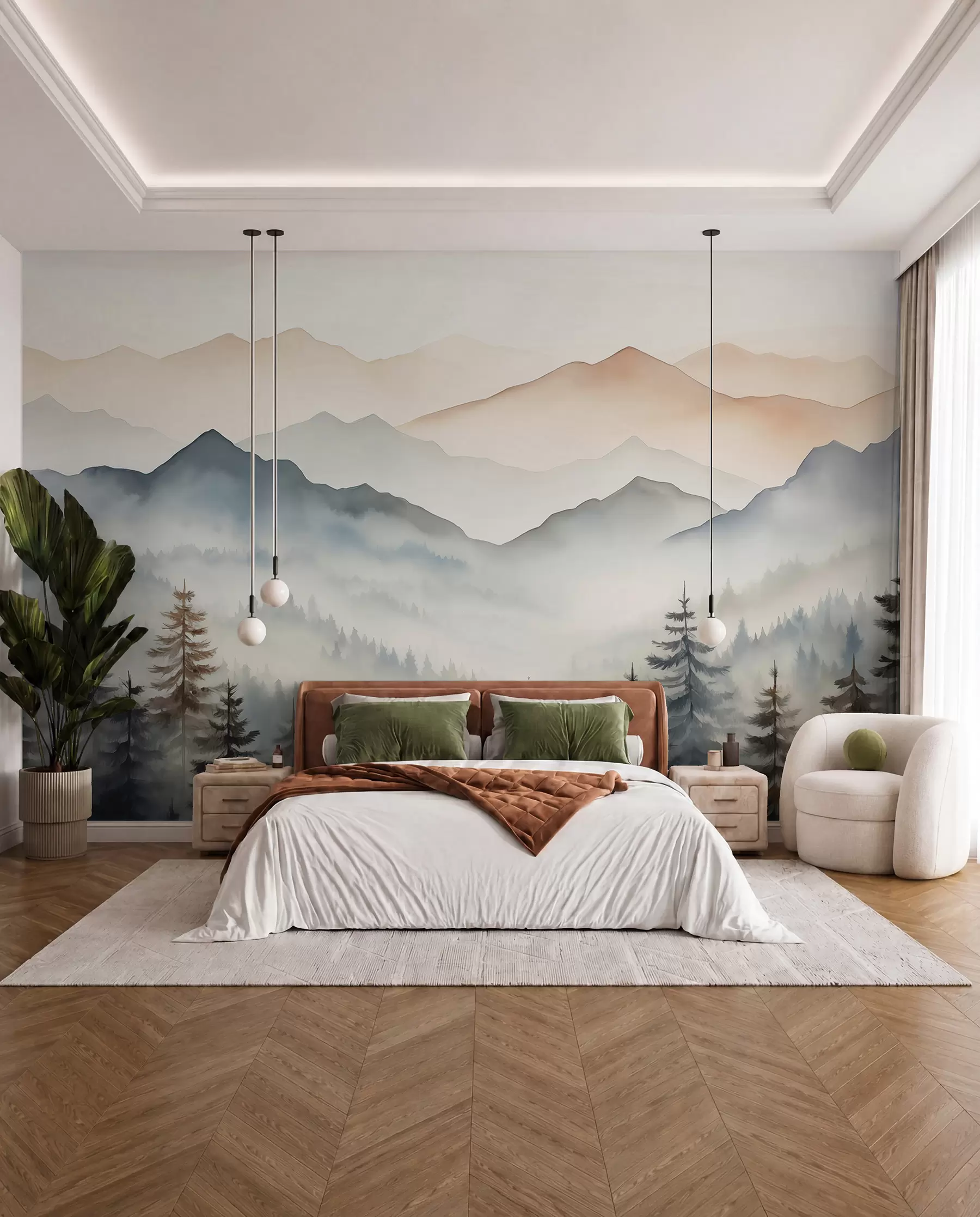murales de pared Sierras tras el bosque w08024