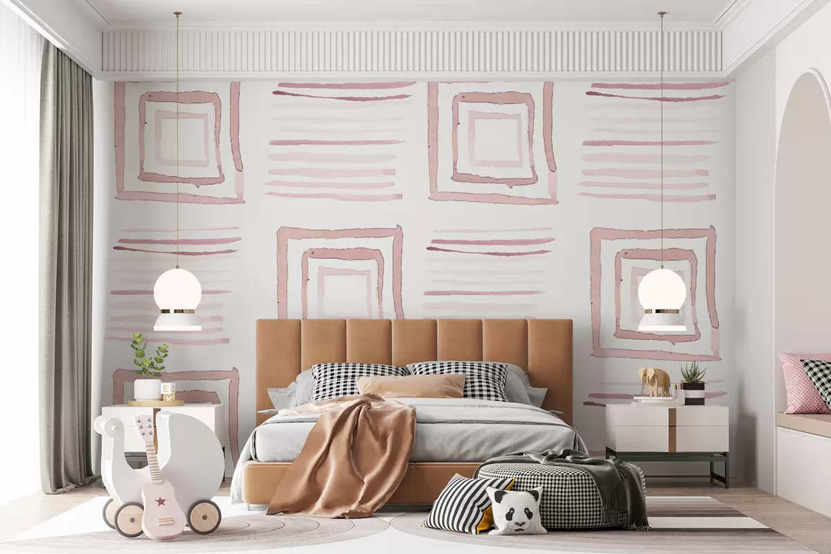 murales de pared Cuadros y rayas rosas pintadas. w07996v3