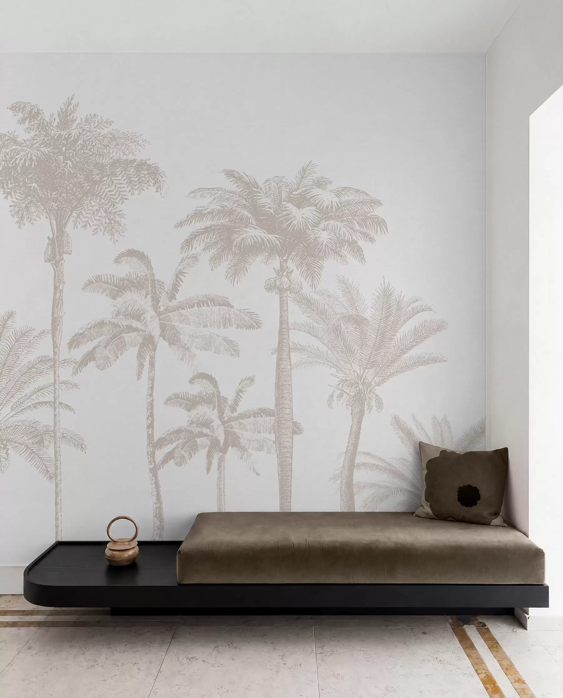 murales de pared Oasis de palmeras tropicales mínimo w08111