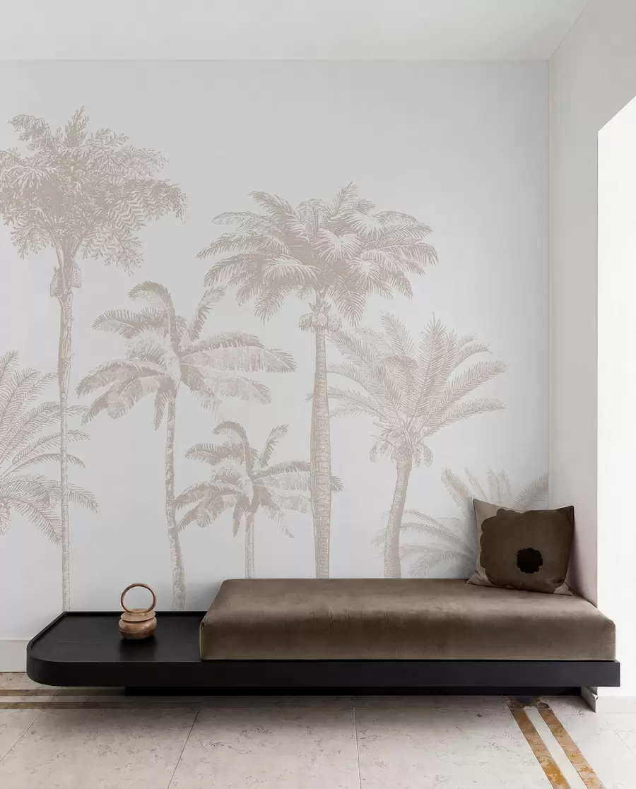 murales de pared Oasis de palmeras tropicales mínimo w08111