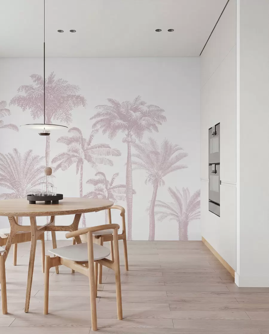 murales de pared Palmeral en rosa w08111v1