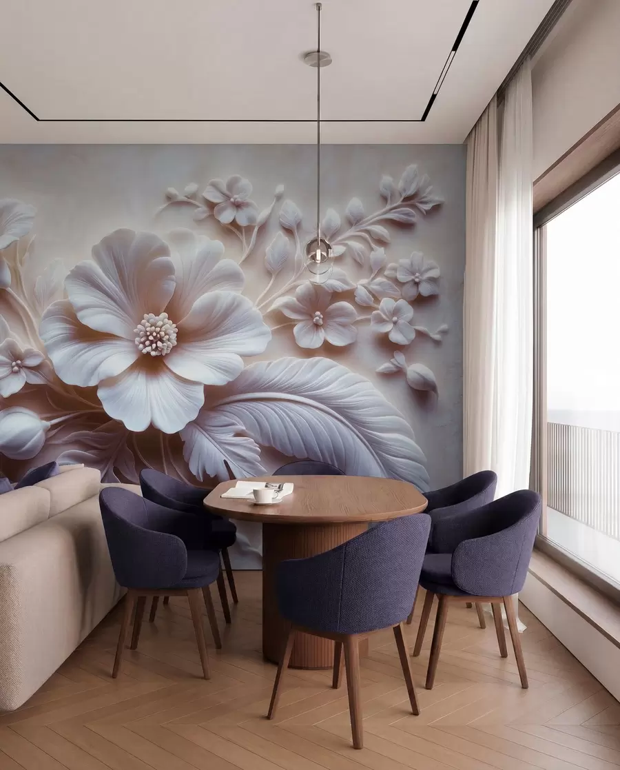 murales de pared Pétalos esculpidos en lila w01340v1