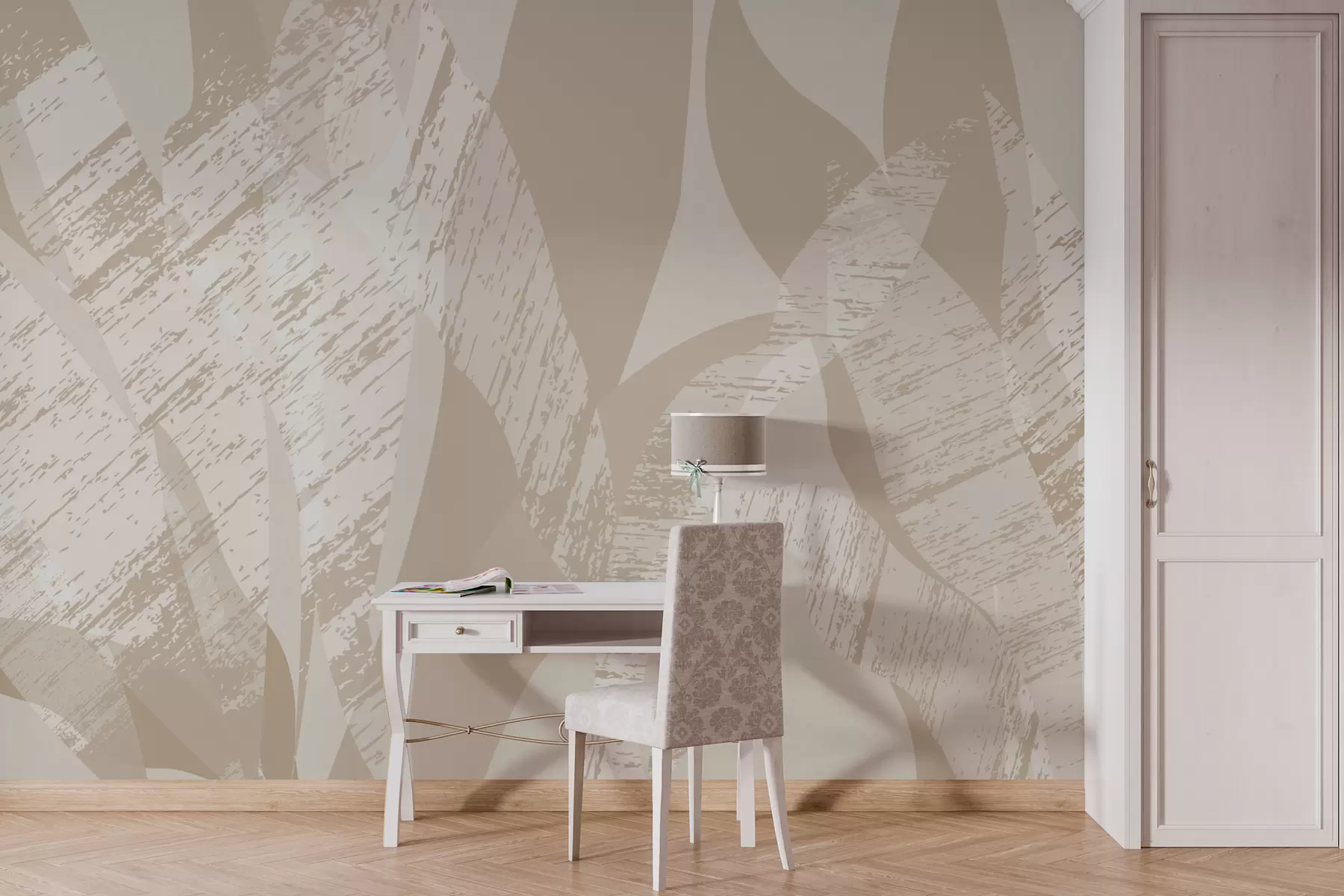 murales de pared Hojas grunge en color beige w08178v1