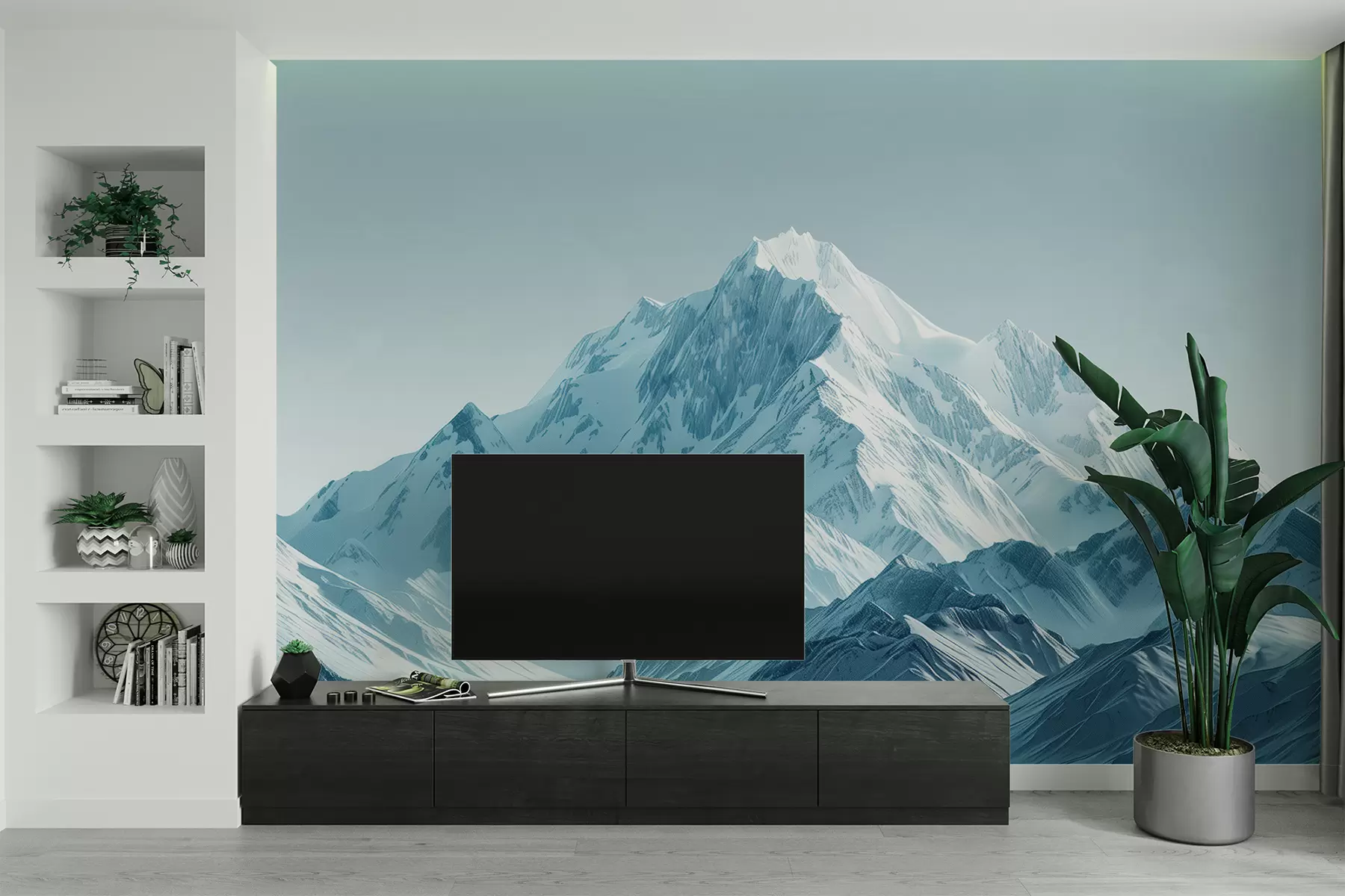 murales de pared Montañas azules nevadas w01391