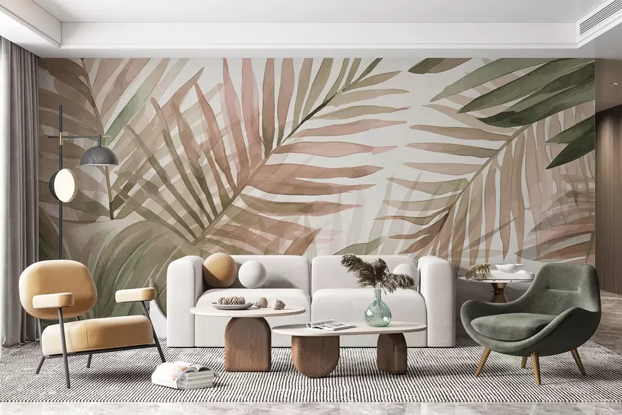 murales de pared Palmas en rosa y salvia w08218