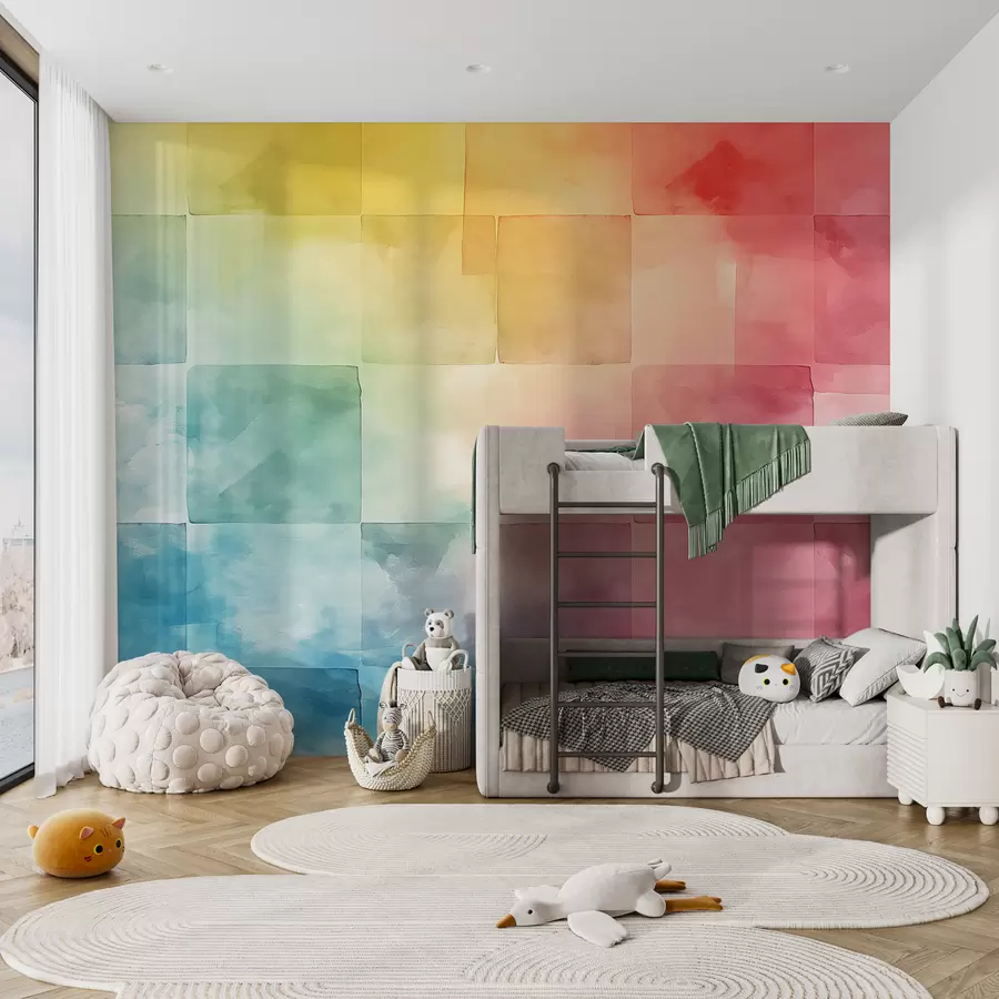 murales de pared Rectángulos de acuarela w01015