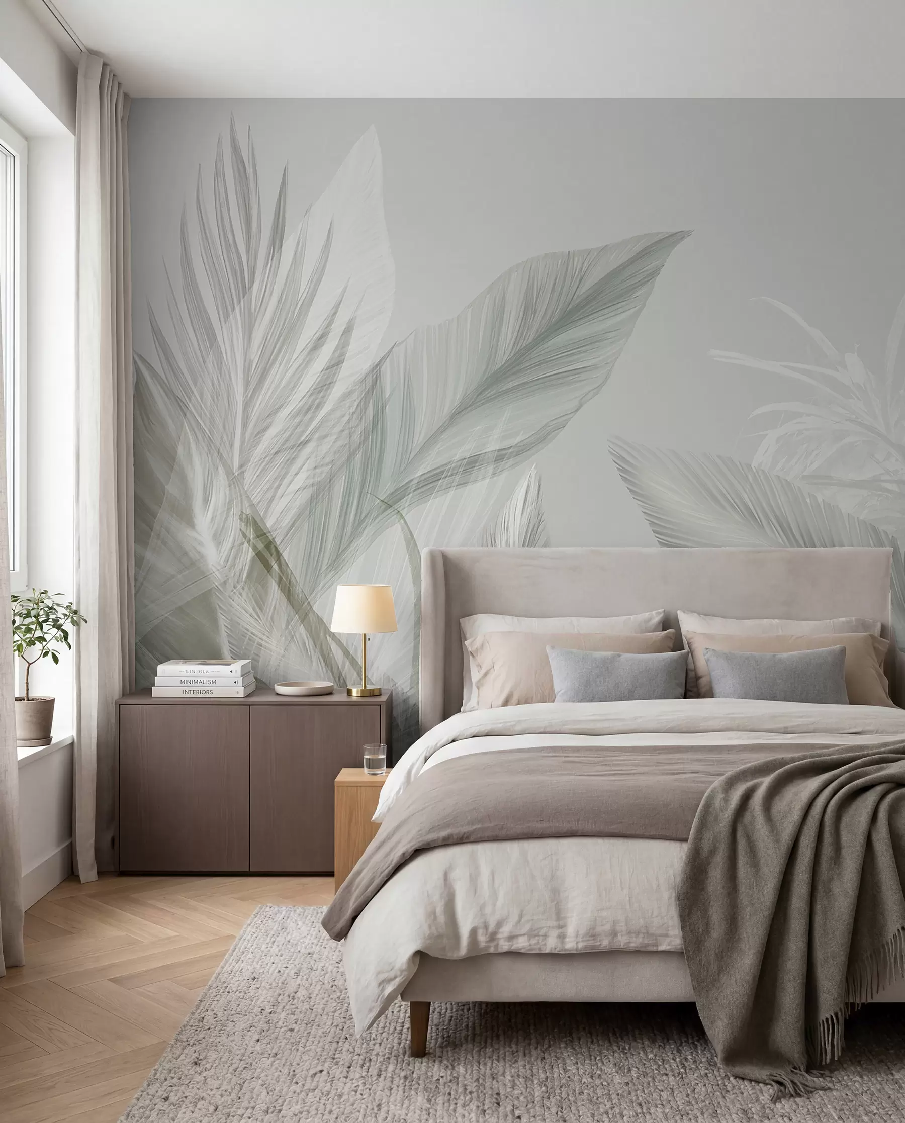 murales de pared Follaje verde plateado w08241