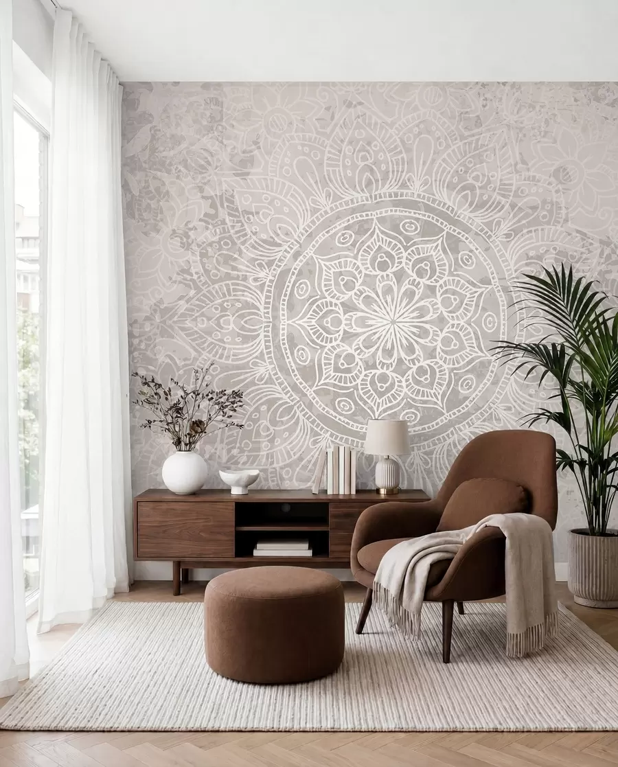 murales de pared Mandala de líneas finas w08246