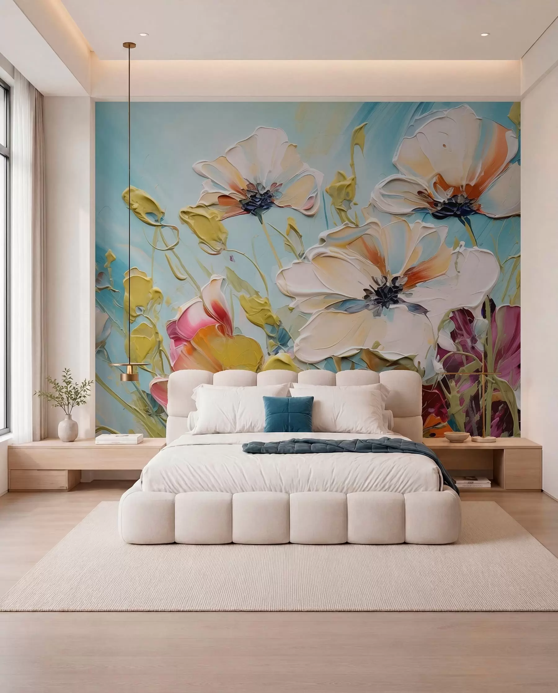 murales de pared Amapolas en trazos de color w01043