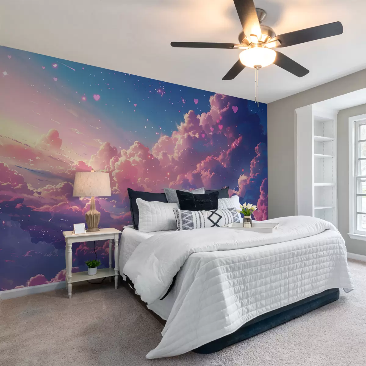 murales de pared Cielo mágico con corazones w01487
