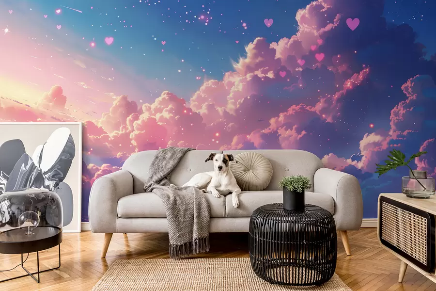 murales de pared Cielo mágico con corazones w01487