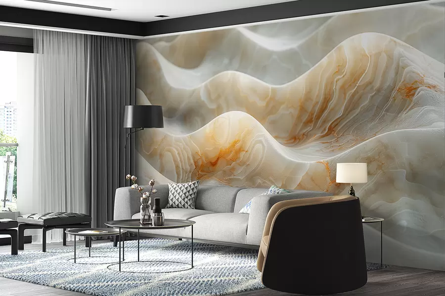 murales de pared Ondas de mármol en colores beige w01488
