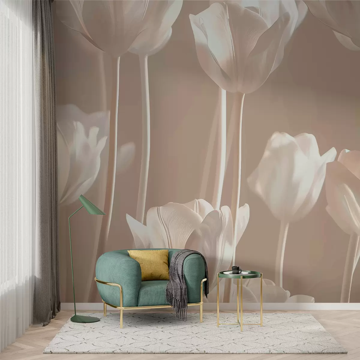 murales de pared Tulipanes blancos w00990