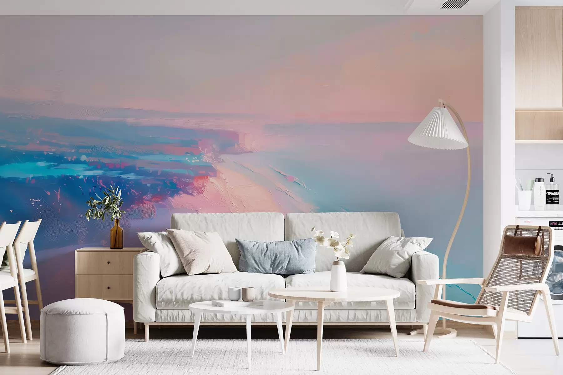 murales de pared Horizonte pastel con paisaje marino de ensueño w01493