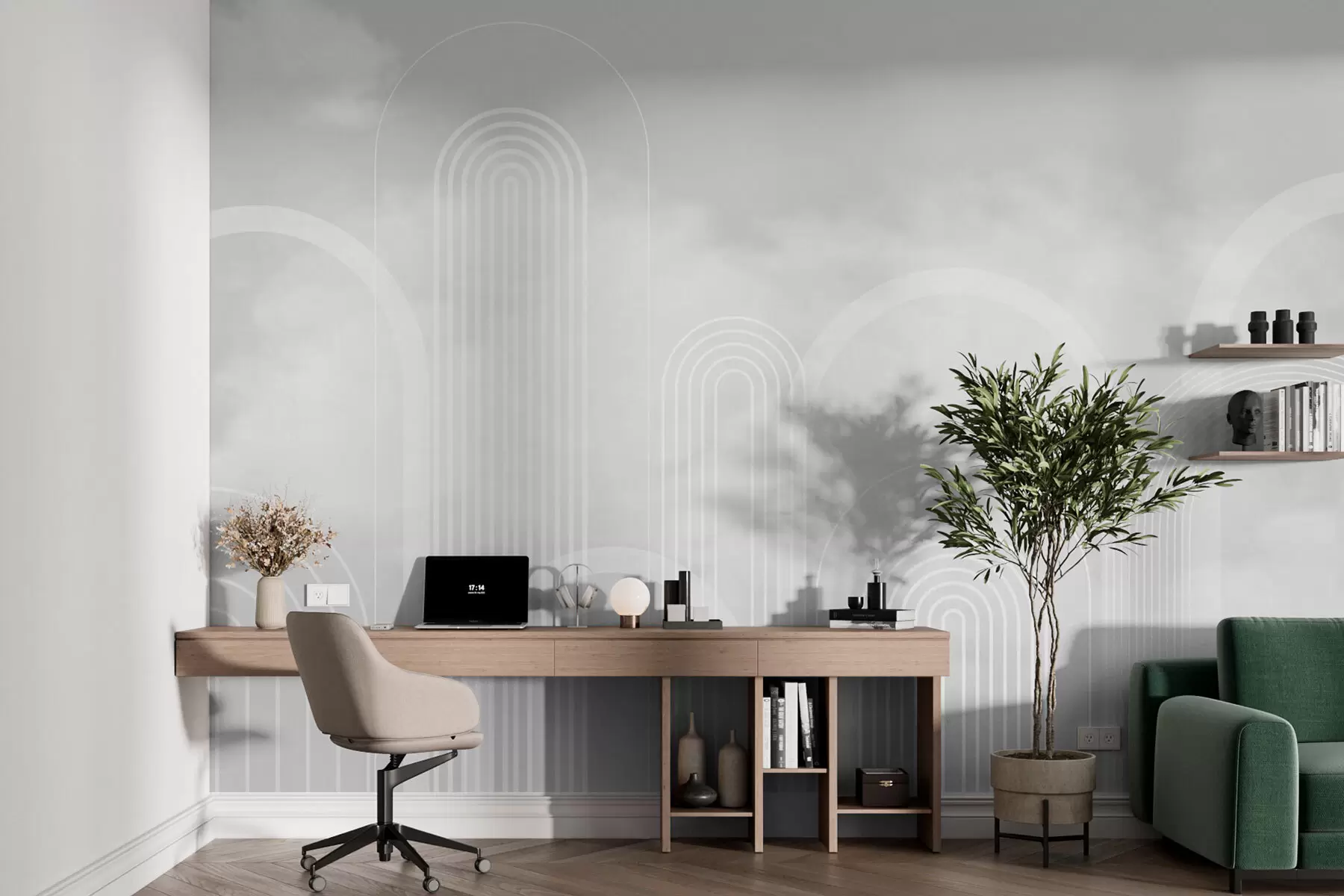 murales de pared Arcos y nubes minimalistas w01503v2