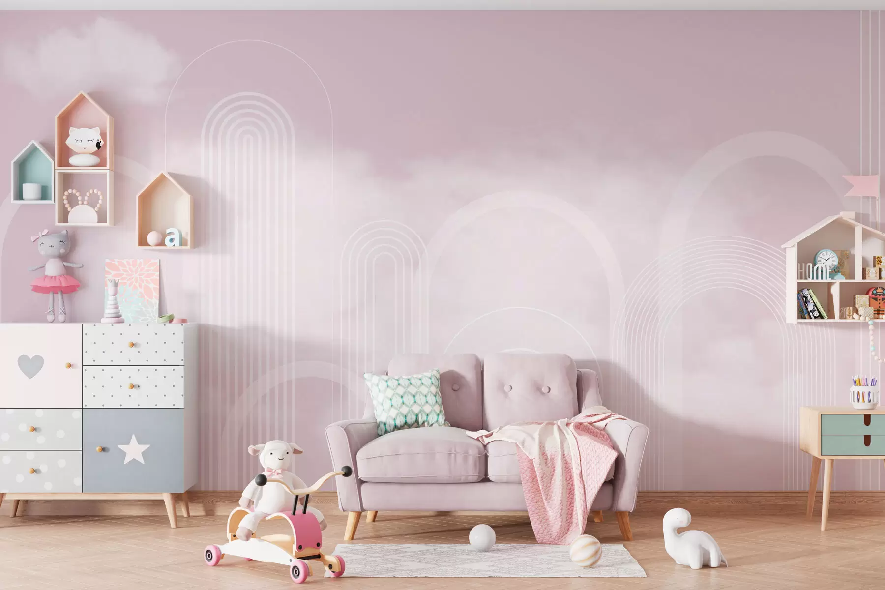 murales de pared Arcos y nubes minimalistas w01503v3